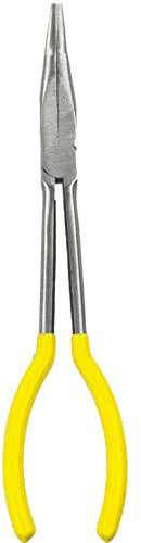 Pinze a becco piegato, pinze extra lunghe in acciaio con curva, piegate a 25°, 280 mm (280 mm), con ganascia diritta/piegata, per la creazione di gioielli o riparazioni domestiche