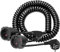Schutzkontakt Spiralverlängerung, Schuko Verlängerungskabel with 2 Schuko Sockets, 3M Schutzkontakt Spiralleitung dehnbar von 0,9m bis 3 m Max, 230V/16A PVC Verlängerungskabel, Schwarz