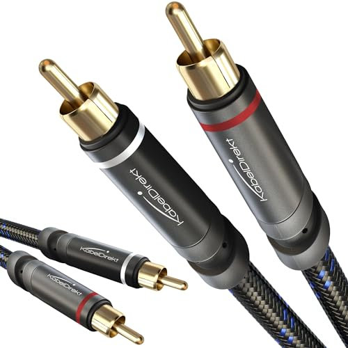 KabelDirekt – Câble RCA – 3m – câble audio stéréo 2 x 2 Cinch particulièrement résistant et d'une qualité sonore brillante (tressé, coaxial, Home Cinéma, analogique et numérique)