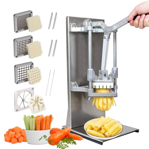 Anatole Tagliapatate per Patate Fritte Professionale Verticale con 6mm 9mm 13mm Spicchi Lame in Acciaio Inox Taglia Patatine Fritte Manuale Tagliaverdure a Bastoncini Commerciale Multifunzionale