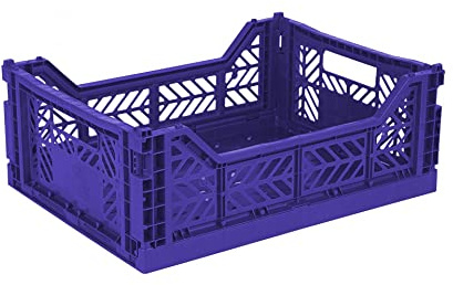 AYKASA, cassetta pieghevole, stabile, in plastica, impilabile, blu sasso, M (40 x 30 x 14 cm)