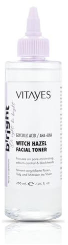 Vitayes Gesichtstonikum Zaubernuss Hamamelis Gesichtswasser: beruhigender Toner mit AHA BHA & Glykolsäure - Porenverkleinernd & Tiefenreinigung - strahlende Schönheit Gesicht - feuchtigkeitsspendend
