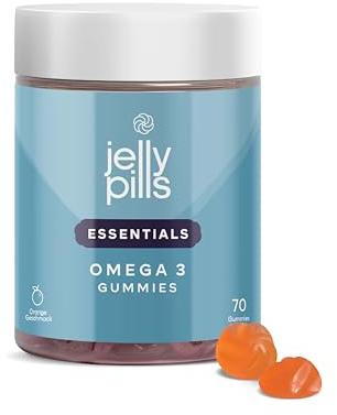 Jelly Pills Omega-3 (DHA aus Mikroalgen) & B-Vitamine – 70 vegane Gummies – Ohne Zuckerzusatz – Orangen-Geschmack – 100% pflanzliche Formel für Energie, Fokus & Alltag