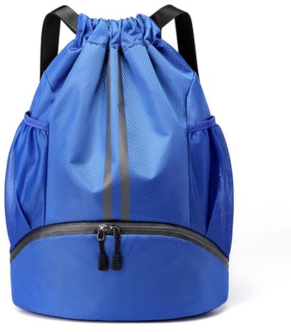Veki Mochila Deportiva Cuerdas para Mujer Hombre, Bolsa de Cuerdas con Compartimento de Zapatos, Bolsa de Deporte Cordón, Bolso de Fútbol, Gimnasio Mochila para Senderismo, Viaje, Playa (Azul Oscuro)