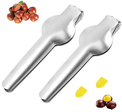 Dxmcgttbd 2 PCS Castagno Clip,Taglia Castagne,Pinza per Castagne,Clip per Castagne in Acciaio Inossidabile,Multifunzione Taglio della Castagna,per Castagne e Altre Noci