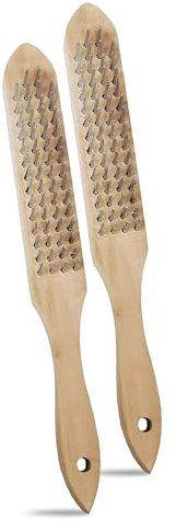 G4GADGET Wooden Wire Brush Set of 2 – 4 Row Steel Bristles for Rust Removal, Paint Cleaning, and Surface Pre-Treatment – Ideal for Metal, Wood, Stone & More