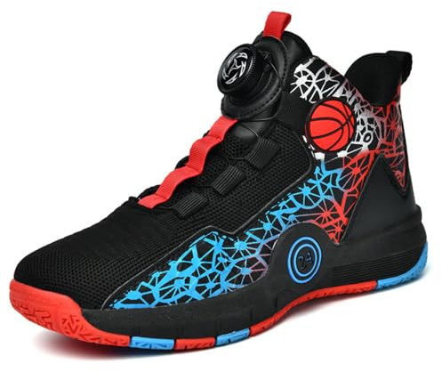 Hixingo Enfant Chaussure de Basketball, Garçon Sneakers Baskets Enfant Filles Automne et Hiver Graffiti Mode Baskets de Basket-Bal pour Chaussures de Sport pour Mixte Jeunes Tailles 31-40 EU