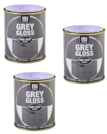 PNJB Non-Drip Grey Gloss Paint, Hard Drying Performance, Multi-Purpose, Paint for Metal, Wood, Plastic, and Walls with Perfect Finish 300ml (3PCS)