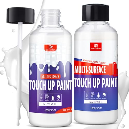 Touch Up Paint - 200ml Surface Repair Pen - Fast-Drying Paint for Walls, Doors, Cabinets, Wood, Furniture, Bathtub, Tiles, Radiator, Metal & More, Fix Scratches, Marks & Chips (White, Glossy + Matte)