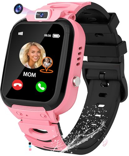EUNICECG Reloj Inteligente Niño para Niños Niñas GPS Localizador Despertador Juego Teléfonos IP68 Impermeable Cámara HD SOS Cumpleaños Regalos Digital Juguetes 3 4 5 6 7 8 9 10 11 12 13 años
