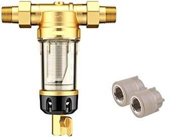 Filtre à eau, Pré-filtre filtre for toute la maison système de purificateur d'eau Central filtres for la maison 4500L/H 40μm contre-courant 360 ° lavage à contre-courant(DN15 (0.5 Inches))