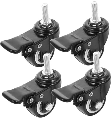 ELAYARD 4 pezzi Ruote con Freno Pesanti con Asta Filettata per Carrelli Mobili e Banchi da Lavoro Rotelle Girevoli per Trasporto Agevole Carichi Pesanti