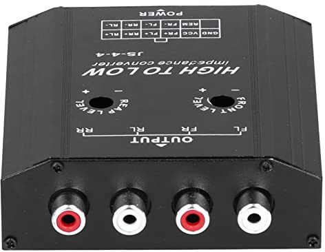 ERYUE Convertitore Audio a 4 da Alto a Basso, Convertitore di Impedenza con Schermatura Forte per Autoradio, Massima 50 W, per gli Amanti delle Apparecchiature Audio e Video Auto