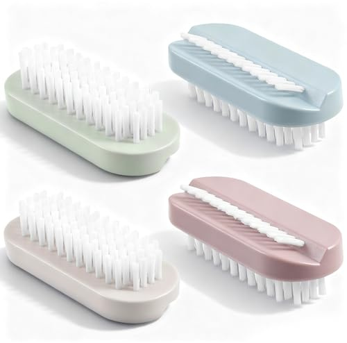 4 cepillos de uñas de mano con limpieza de doble cara, cepillo de lavado de manos Ragbar de plástico, cepillo de manos para manos y uñas