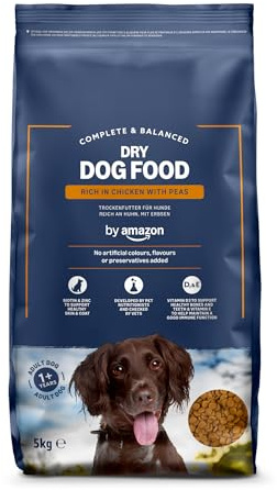by Amazon - Complete Dry Dog Food for Adult Dogs, Rich in Chicken with Peas, 1 Pack of 5kg