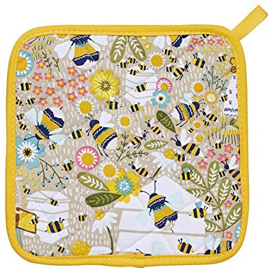 Ulster Weavers - Fluffy Bee Pot Mat/Pot Holder (21 x 21cm) - 100% Cotton - Cotton Trivet with Bees - Bee Theme Pot Mat - For Hot Pan Mat - Trivets for Hot Pans - Bee Kitchen Accessories - Bee Gifts