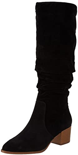 Amazon Essentials Bottes Hautes À Talons Carrés Femme, Noir, 39.5 EU Large