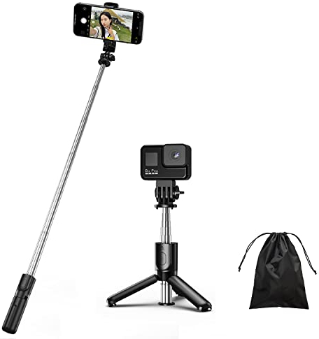 H.May Palo Selfie Trípode, 4 en 1 Mini Extensible Selfie Stick Trípode Teléfono Flexible con Mando Compatible con iPhone, GoPro, Cámara