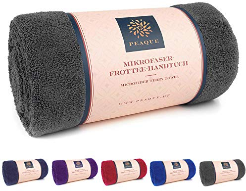 PEAQUE Mikrofaser-Handtuch mit Frottee-Struktur - 1er & 2er Set, Antibakteriell Saugstark Schnelltrocknend Leicht XXL, Sporthandtuch Reisehandtuch Saunahandtuch (Grau, 80x160 cm (2 Stück))