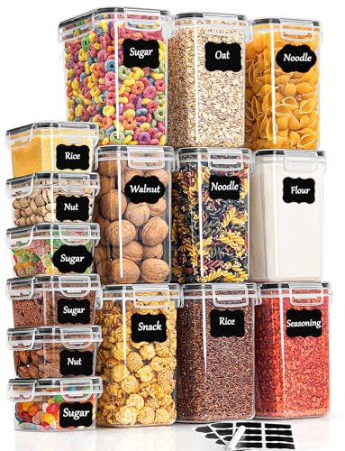 GoMaihe Vorratsdosen mit Deckel Luftdicht Aufbewahrungsbox: 15er Aufbewahrungsbox Küche Set für Mehl Müsli zucker
