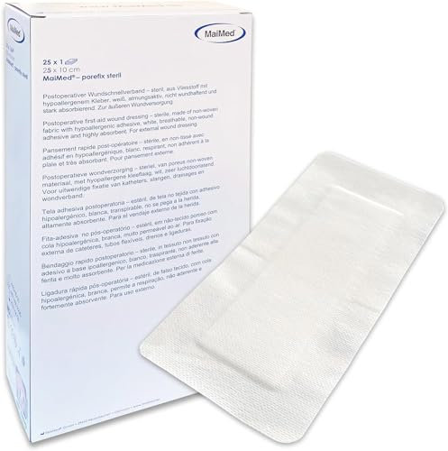 HansaGT Medical Steril Wundpflaster 25 x 10cm, Steriler Wundverband, Pflaster Sensitiv Selbstklebend, Schützt bei Schnittwunden & Kratzern Wundverband zur äußeren Einzeln verpackt 25 Stück