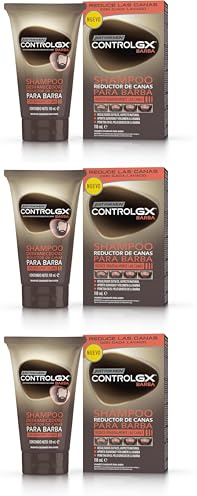 Just For Men Control GX Champú y Tinte Para Barba, Reduce Gradualmente El pelo Gris en Cada Lavado Para Resultados Sutiles Y Naturales, Para Todos Los Tonos, 118 ml (Paquete de 3)