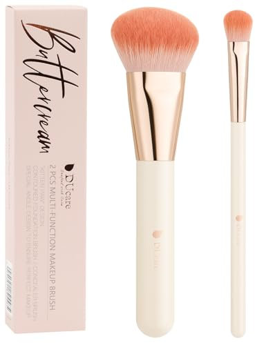 DUcare 2PCS Foundation Pinsel Set, Makeup Pinsel Concealer Pinsel abgewinkelte flüssige Rouge Pinsel für Wangen Makeup - Gesichts Makeup Pinsel für Foundation oder Foundation Creme