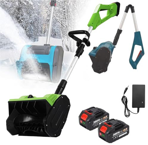Spazzatrice da Neve Manuale a Spinta da 1200 W, Pala per la rimozione della Neve Senza Fili con Impugnatura Anteriore Regolabile e Piastra direzionale, Lancia Neve a Batteria per la Pulizia