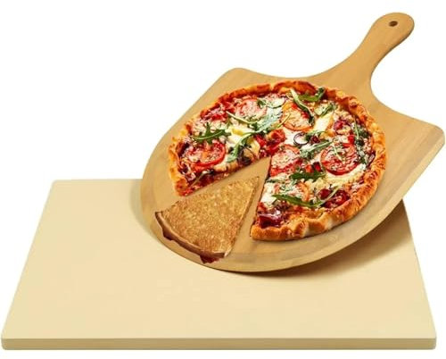 Piedra Para Pizza 1 Juego de piedra de Pizza for horno y parrilla, paleta de madera for pelar Pizza for parrilla, piedra de cocina resistente a golpes térmicos Para Hornear Pizza, Pasteles