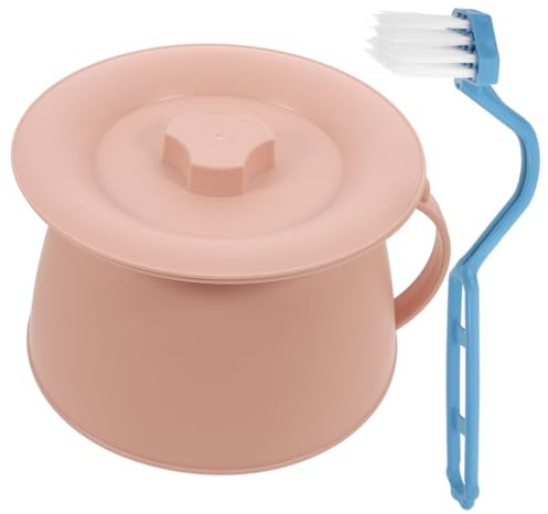 SHERCHPRY Orinal Portátil Para Adultos Con Tapa Y Cepillo Urinario De Plástico Resistente Para Mujer Y Anciano Orinal Nocturno Para Dormitorio Y Hospital 8.66X8.66X5.51 Pulgadas