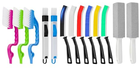 DuDuZui Juego de 13 Piezas Cepillos de Limpieza de Grietas, Cepillo para Limpiar Juntas, Multifuncional Cepillo Grietas para Esquinas, Grietas, WC, Baño, Lavandería, Cocina