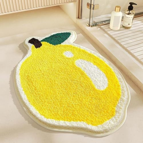 Ferricult Tappeto da bagno di limone, tappeto da bagno assorbente a forma di limone da 50x80 cm, tappeti da pavimento non slitta