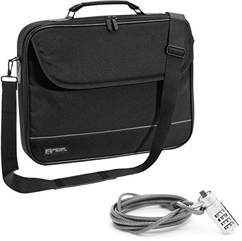 PEDEA Housse pour ordinateur portable Fair Étui pour ordinateur portable jusqu’à 15,6 pouces (39,6 cm) Sacoche à bandoulière, avec cadenas inclus, noir