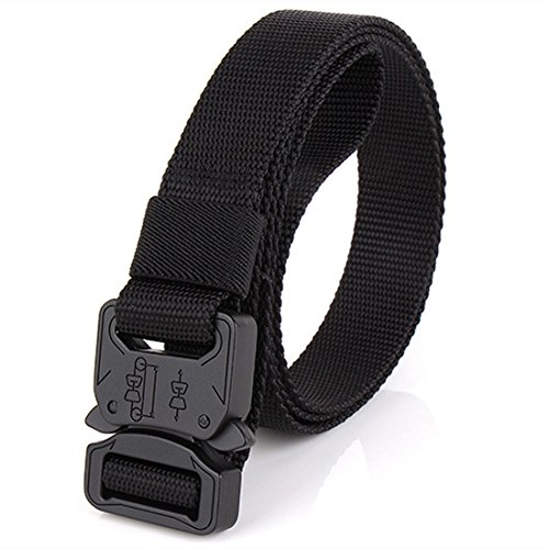 S-MAN Nylon Herren Gürtel 2,5 cm breit Military Schnellverschluss Metall Schnalle Gurtband Taktische Gürtel für Männer, Schwarz, Einheitsgröße…