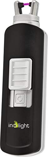 inolight CL 4 elektronisches Lichbogen Feuerzeug (USB, Aufladbar, Akku, flammloses Feuerzeug) schwarz, (B x H x T) 25 x 86 x 17 mm