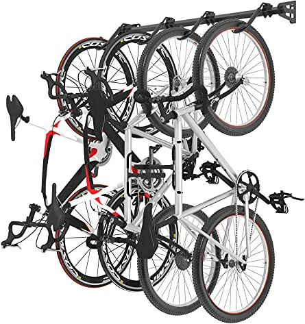 FLEXIMOUNTS 4 Bike Storage Rack, Heavy Duty Wall Mount Hanger for Home & Garage, Holds Up to 200lbs