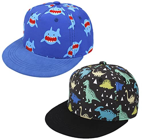 Kids Baseball Hat Toddler Boy Girl Sun Protection Hat Cotton Hats,Sun Hat for Children (2-4 Years, 2pcs-Blue and Black)