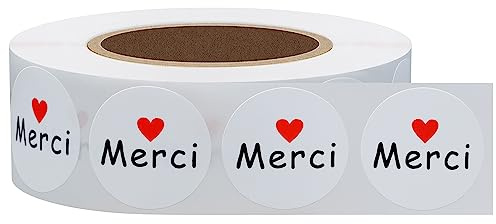 Hycodest 1000 etiquette autocollante merci, 25mm Thank You Sticker Merci Label Petit Rond en Papier Étiquettes de Remerciement pour Noël
