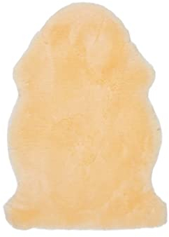 Nordic Sheep Baby Lammfell 80x60 cm | Lammfelle für Kinderwagen mit Temperaturregulierendes | Lammfell Baby eignet Sich für einen Hochstuhl oder als Spielteppich | Farbe: Naturgelb