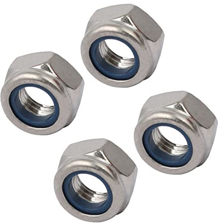 PATIKIL M8 x 1,25mm Sinistra Mano Filo blocco Dadi, 4pz Sinistra Mano Esagonale Dadi per Fissaggio, Argento Tono