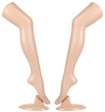 2er Set - Strumpfbein für die Präsentation von Strümpfen und Socken, Dekobein - Weiblich, 74 cm Dekofuß mit Ständer, Schaufensterpuppe - Bein mit lebensechten Form, Sockenbein in Hautfarbe