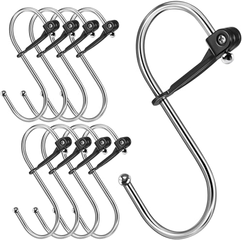 Sopito Haken Zum Einhängen, 8 Stück S Haken Aufhänger mit Sicherheitsschnalle, Metall Haken Passender Durchmesser bis 3.2 cm für Küche Garderobe Hooks for Hanging