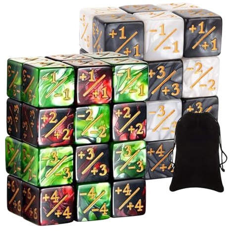SRTSTR 48 St MTG Tärningar Markörer Magic The Gathering D6 Token Loyalitet Kompatibel Med MTG CCG Kortspelstillbehör (Grön, Röd, Vit, Svart)