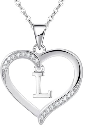Cosie Lily Cadeau Fête Des Mères Pour Femme En Argent Lettre Initiale coeur Collier Personnalisé Prénom Initial Collier Bijoux Femme Argent Cadeau pour Anniversaire Fête Des Mères