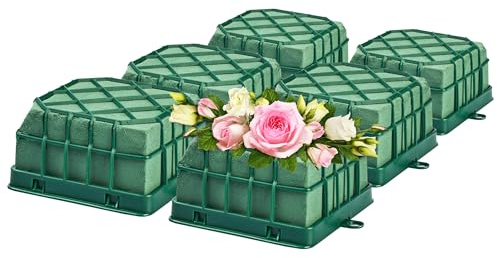 Pack de 6 Espumas Florales Naturales para Arreglos Florales, Esponja 12x12x7cm Para Flor Cortada con Base y Rejilla- Herramienta Esencial para Arreglos Florales, Bodas, Cumpleaños
