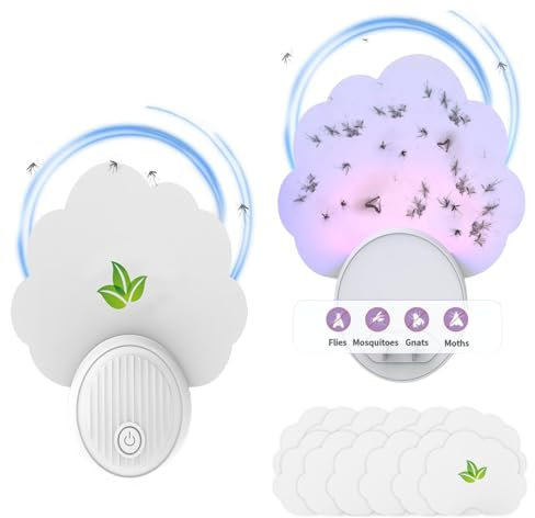 WUGEIN Fly Trap Indoor, Fruit Fly Traps for Indoors, (2 Device + 12 Refills) Gnat Traps for House Indoor, Fly Catcher Indoor, Safer Plug in Light Flying Insect Trap, Bug Light Killer, Fly Trap