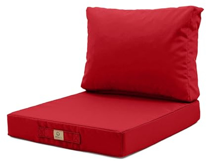 deco arts Coussins pour Salon de Jardin Déhoussable - Coussins extérieur - 60x60 cm - Coussin de Remplacement pour Fauteuil, Banc & Chaise d'extérieur - Imperméable & Confortable - Rouge