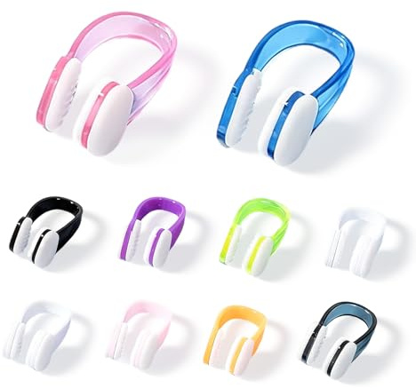 Ztolbriy Swimming Earplugs and Nose Clip Set, 10 Silicone Waterproof Pieces, Storage Box, Multiple Colours, for Adults and Children