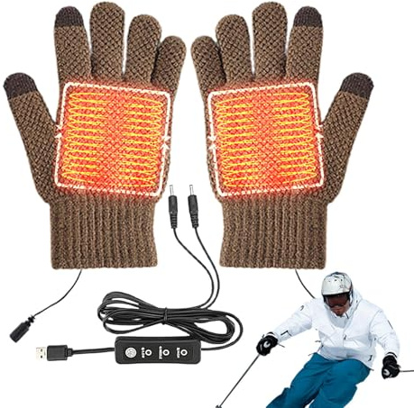 Guanti Da Lavoro Riscaldati - Muffole Riscaldanti Con Presa USB | Guanti Riscaldati Elettrici | Tre Impostazioni di Temperatura per Uomini e Donne per Attività All'aperto Sport Ciclismo Sci e