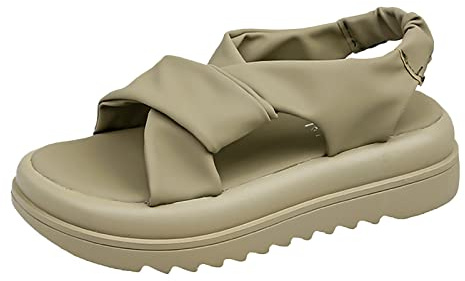 ZTFYKLIN Sandalias Caminar Mujer Verano De Playa Muy Buen Gusto Con Fondo Grueso Para Pantuflas Coloridas (Grey, 38) Sandalia Deportiva Casa Zapatos Mayor Comodos Espadrilles Azul Marino